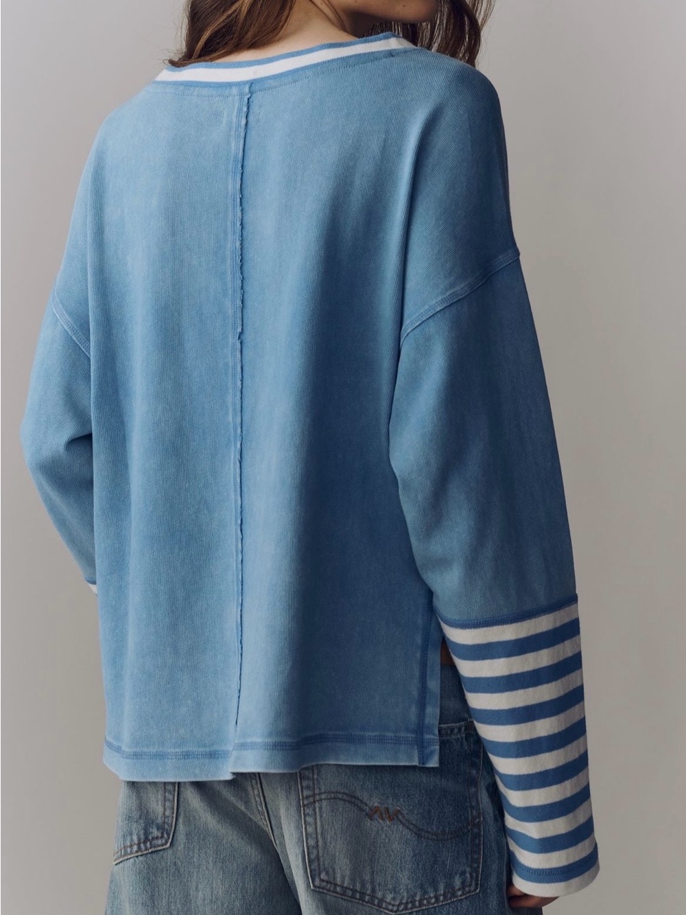 NWT Pilcro Cotton Seamed Long-Sleeve Top - Picture 4 of 12